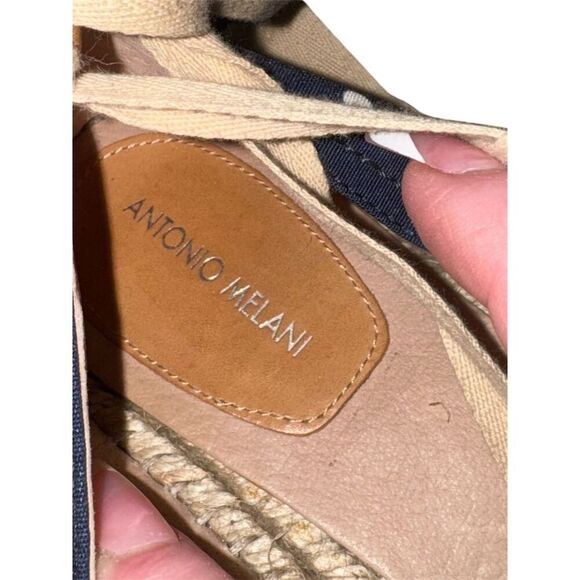 Antonio Melani Luluna Blue Polka Dot Ankle Wrap Espadrille Flats Size 7.5 - Picture 8 of 13